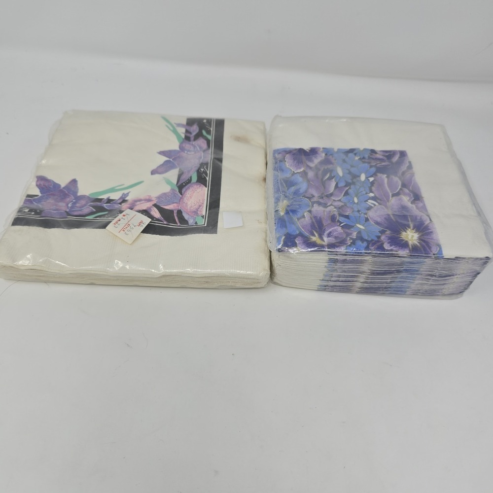 Vintage purple floral napkins Set Of 2